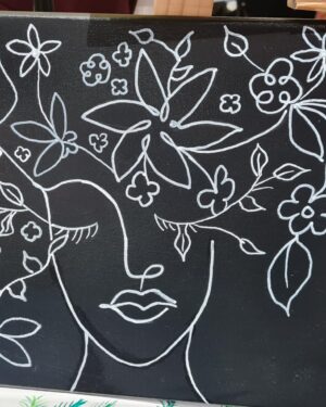 "Nature's Serenity" – Floral Abstract Line Art