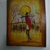 Hand-Painted African Canvas Art – Rustic Cattle Scene - Image 2