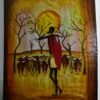Hand-Painted African Canvas Art – Rustic Cattle Scene