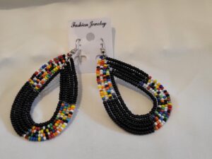 Handmade Maasai Beaded Tassel Earrings – Multicolour Beauty