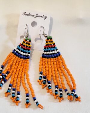 Handmade Maasai Beaded Tassel Earrings – Multicolour Beauty