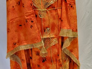 Orange Dera Dress with Gold Embroidery (Cotton)