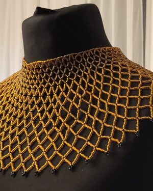 Handcrafted African Beaded Net Collar Necklace