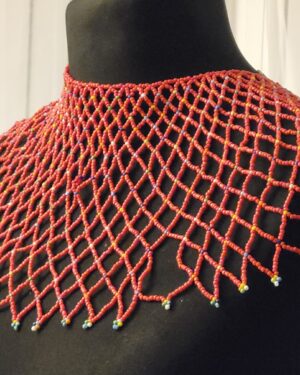 Handcrafted African Beaded Net Collar Necklace