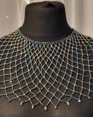 Handcrafted African Beaded Net Collar Necklace