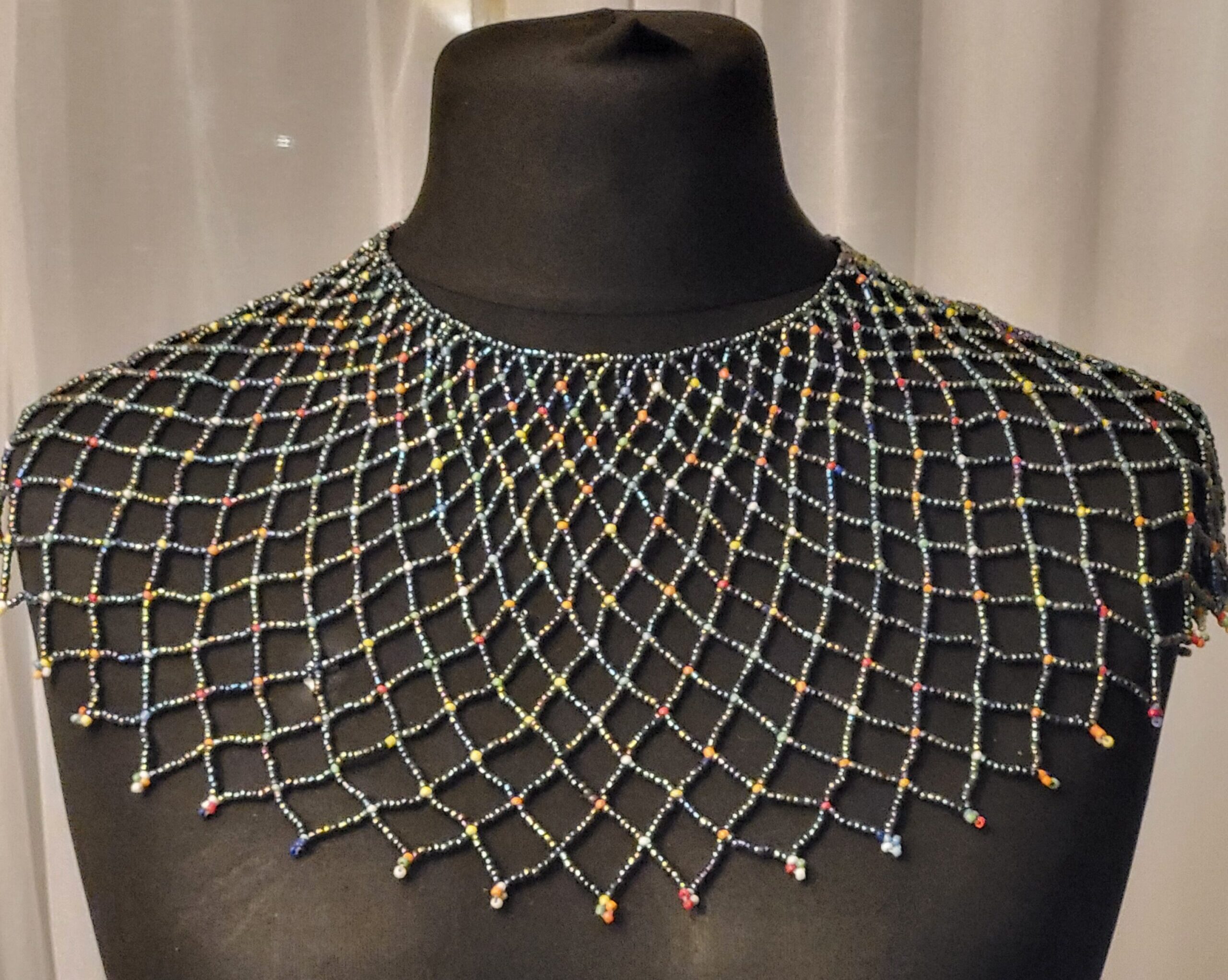 Handcrafted African Beaded Net Collar Necklace