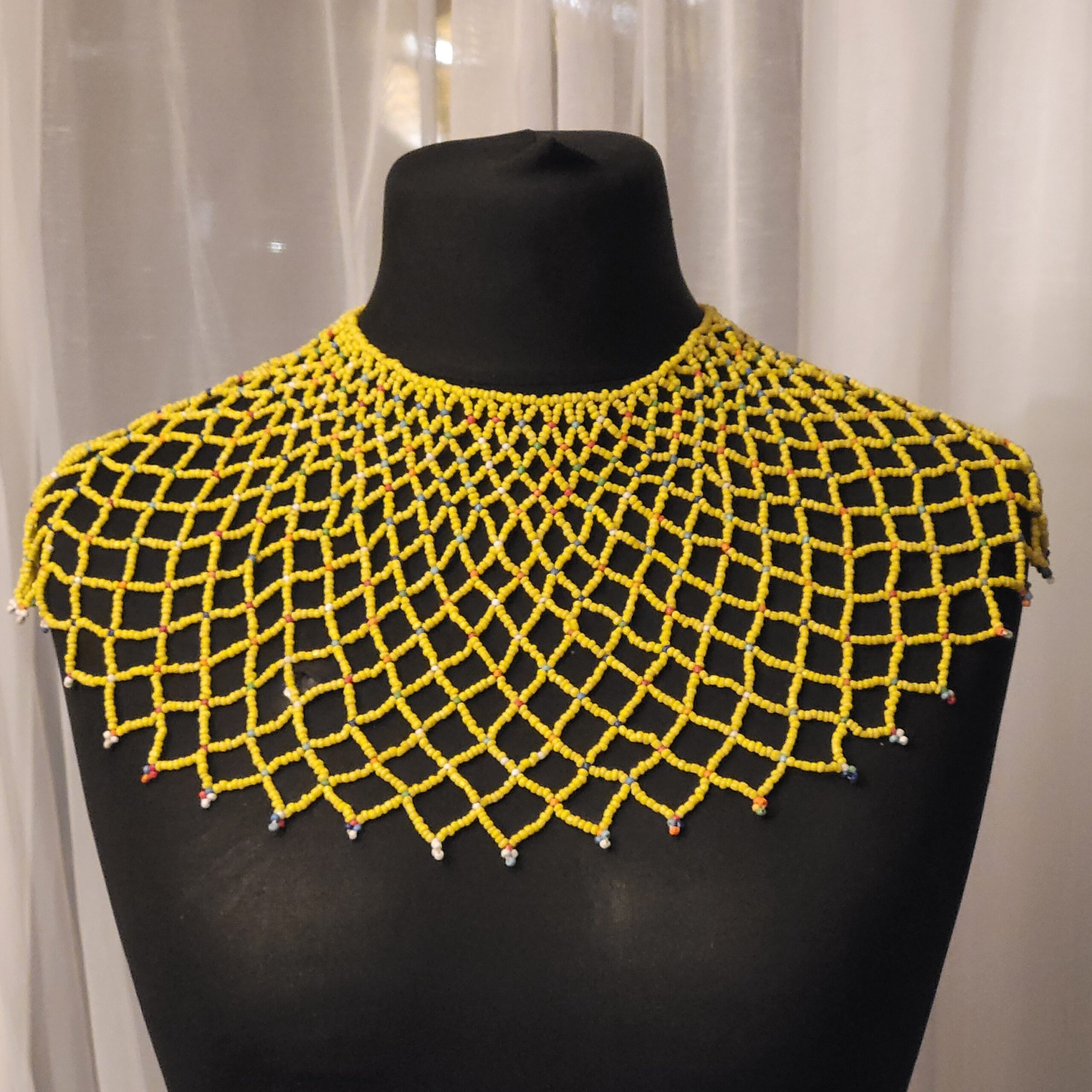 Handcrafted African Beaded Net Collar Necklace