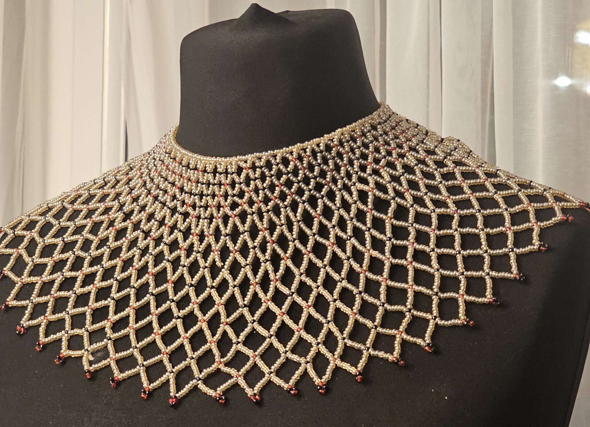 Handcrafted African Beaded Net Collar Necklace