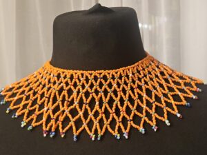 Handcrafted African Beaded Net Collar Necklace