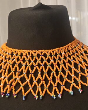 Handcrafted African Beaded Net Collar Necklace